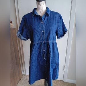 ♥️Denim Blue Button-Up Dress
